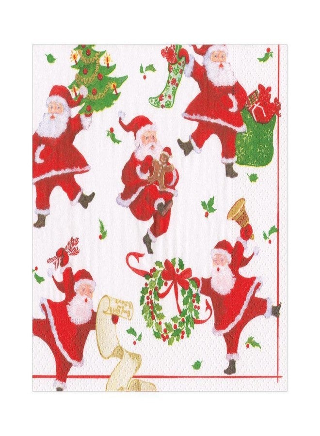 Caspari Dancing Santas Paper Luncheon Napkins - 20 Per Package